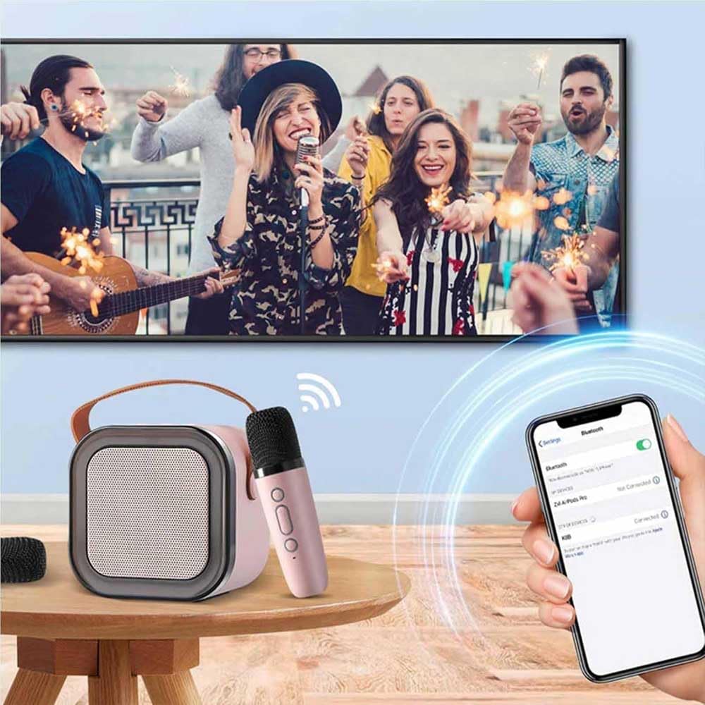 Mini Macchina Karaoke Per Bambini E Adulti,Karaoke Con 2 Microfono Karaoke Per Bambini Mini Cassa Bluetooth Portatile Con Led Luci E Cambia Voce,Mini Karaoke Macchina Per Bambini E Adulti (Nero)