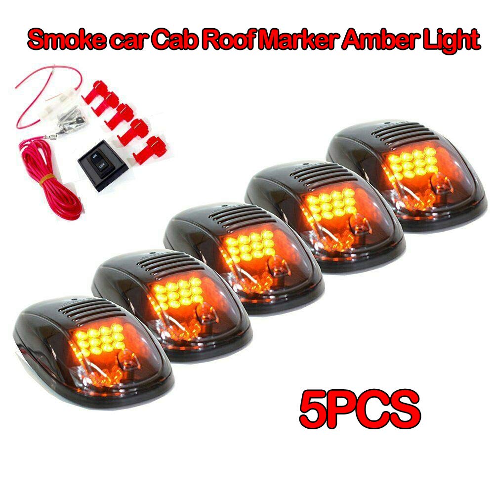 Riloer Luci sul tetto della cabina del fumo, 12LED Luci sul tetto ambra, lampada piranha Per auto rimorchi camion, 5 pizze