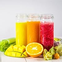 OAMCEG 8 db 500 ml Üveg Palack Szett - Juice Üvegek PP Fedéllel és Szívószálakkal, Mosogatógépben Mosható, Hűtőben Tárolható, Smoothie-hoz é 6