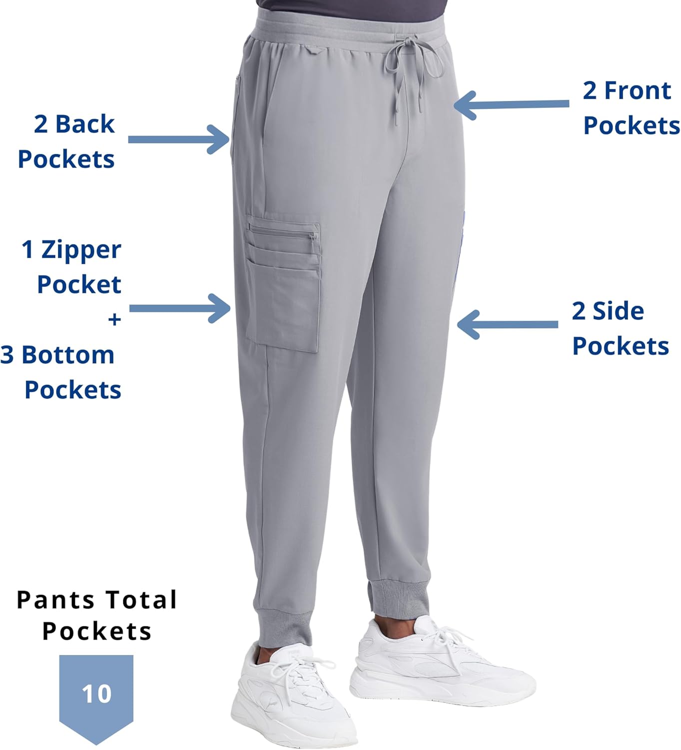 Care+Wear 10-Pocket Jogger Scrub Pants for Men – Moisture Wicking, Ultra-Soft, Wrinkle-Resistant Medical Scrub Pants - Image 2