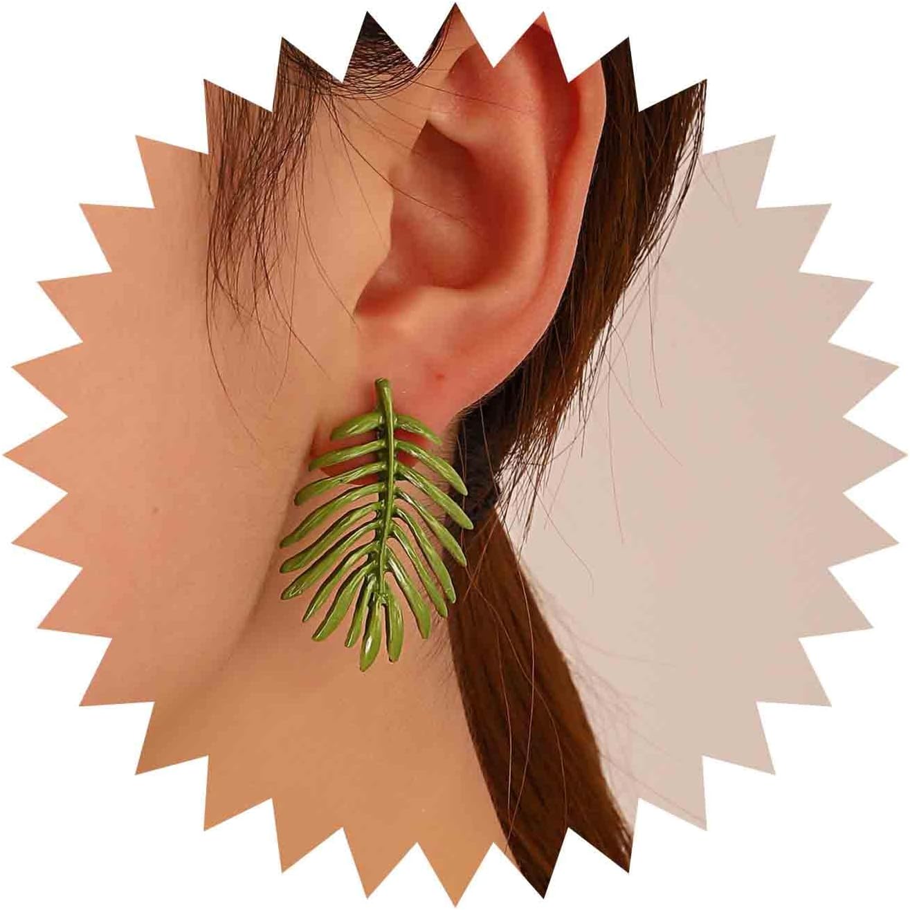 Boho Palm Leaf Earrings Green Leaf Stud Earrings Enamel Monstera Leaves Earrings Metal Leaf Dangle Earrings Jewelry for Women