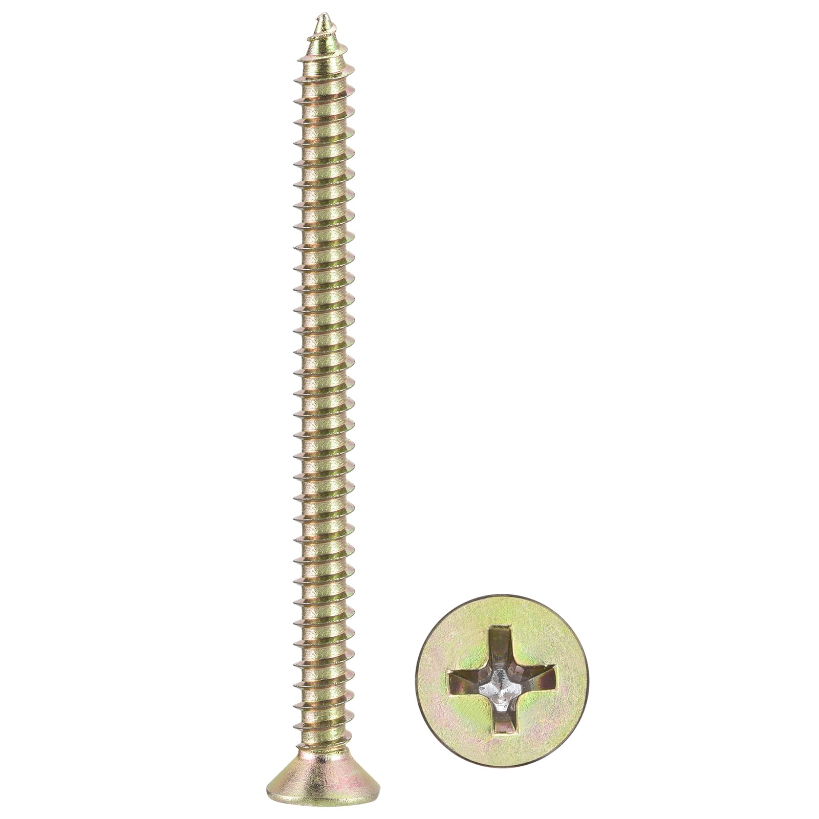 METALLIXITY Countersunk Phillips Wood Screws (#7x2") 200Pcs, Carbon Steel Coarse Thread Phillips Drive Flat Head Wood Screws - for Furniture Installation Repair, Color