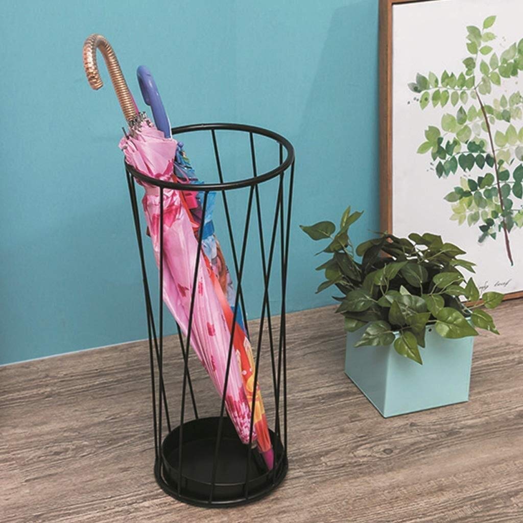 XDLEDMKIZ Umbrella Stand Creative Indoor Umbrella Barrel Wrought Iron Wire Geometric Pattern Hallway Storage Bucket