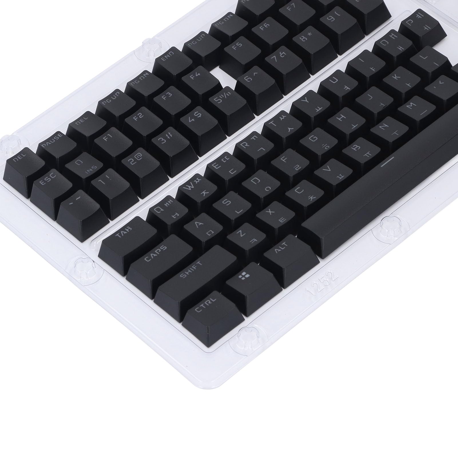 XUMIUZIY 132 Touches Keycaps Coréens, Hauteur OEM, 132 Keycaps Keycaps Set, Remplacement du 61/62/64/68/72/75/84/87/88/98/100/104/108 Clavier Mécanique (Black)