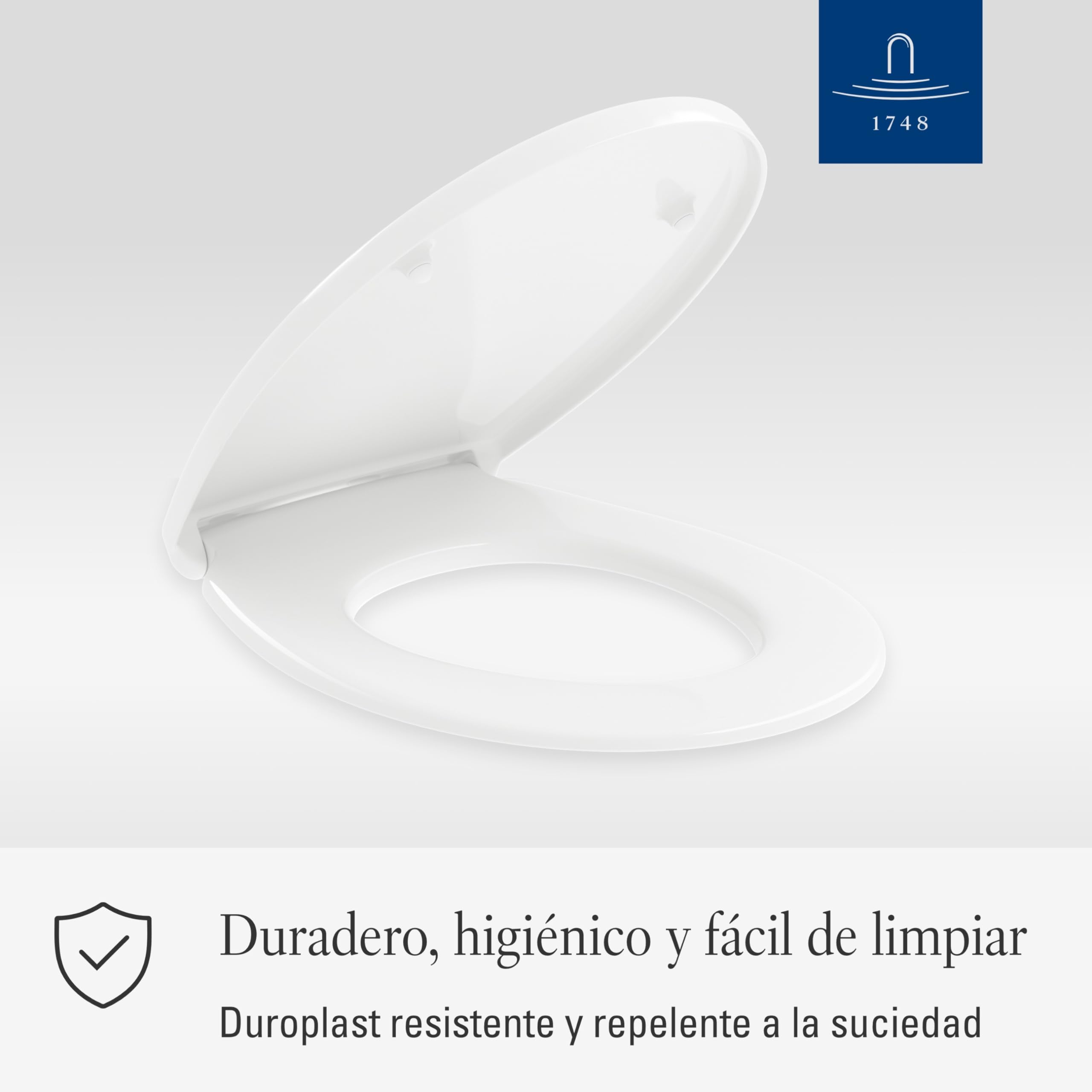 Villeroy & Boch O.novo, asiento de inodoro - Tapa de WC con diseño semi Wrap-over de Duroplast resistente - Con bisagras de acero inoxidable - Diseño ovalado - Recambio original