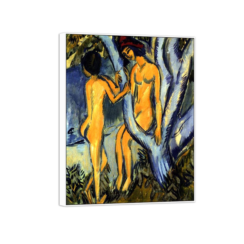SDYSKKUG Famous Wall Art. Canvas Prints. Woman by Tree.65x50cm White Frame
