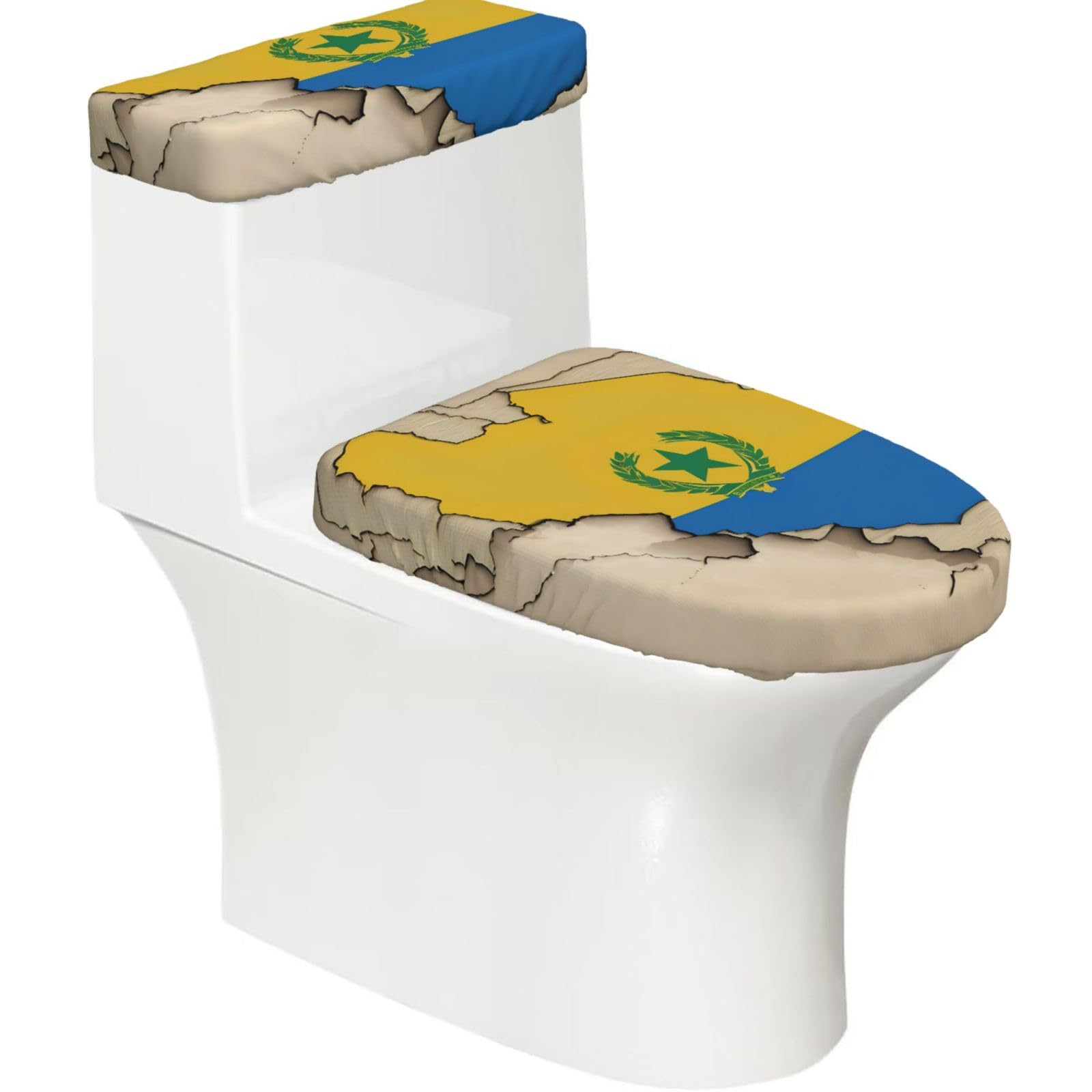 Rwanda Position Flag Map Print Bathroom Decor Toilet Lid Cover And Tank Covers, Restroom Accessories Fits Most Round