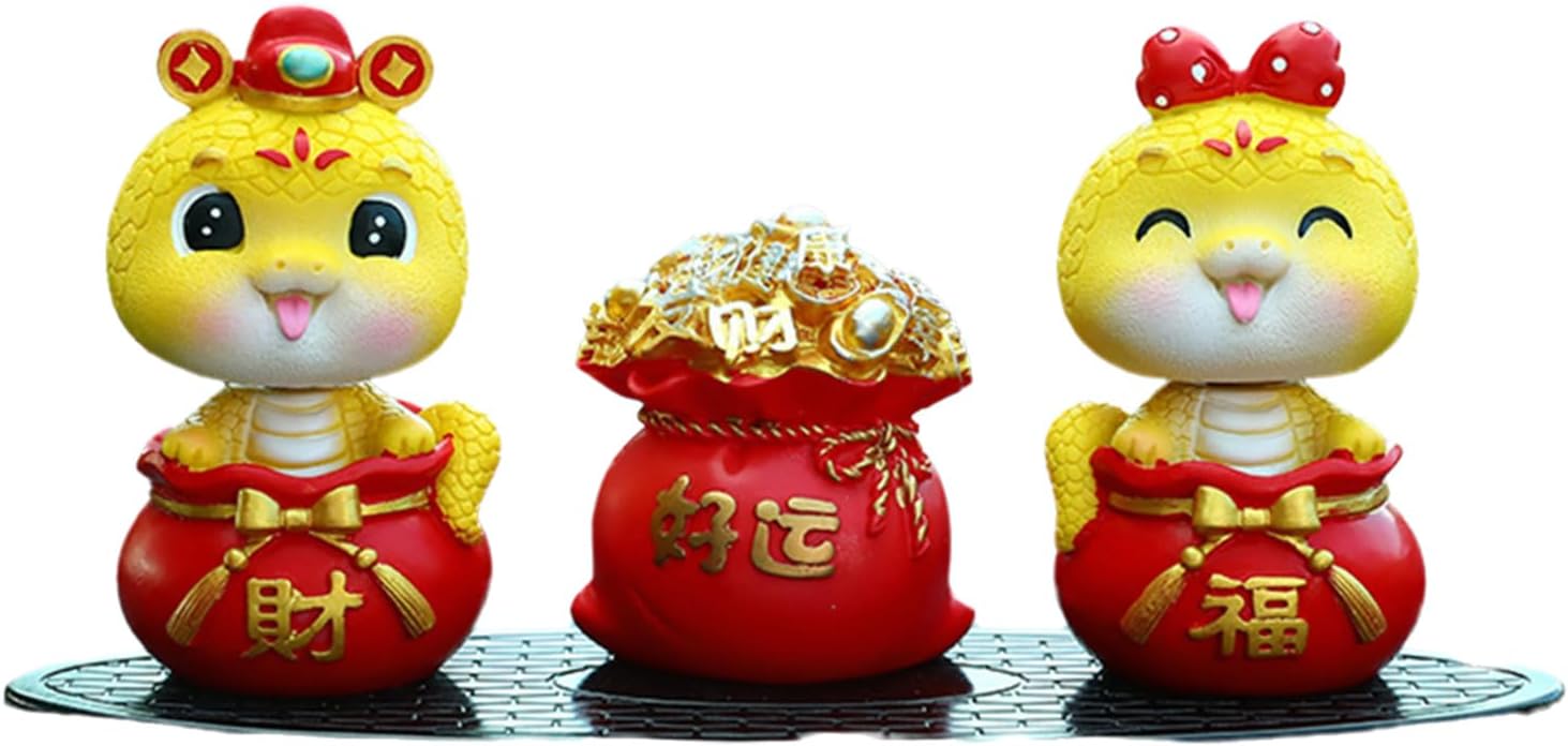 中国の旧正月うなずくファッションスネークの置物 楕円形滑り止めマット カーデコレーション