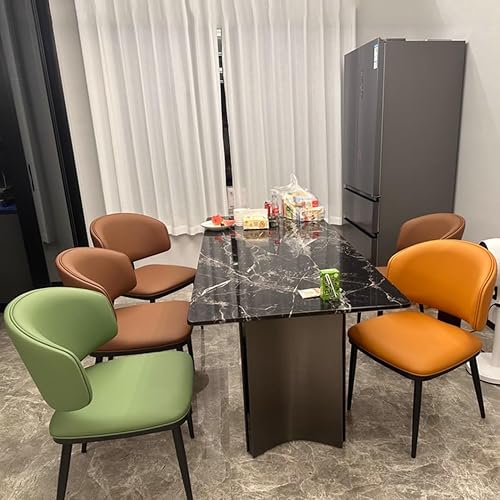 Miniatura 8 de YVYKFZD Juego de sillas de comedor de cuero, silla de comedor con respaldo curvado y patas de metal, sillas de cocina tapizadas, silla auxiliar