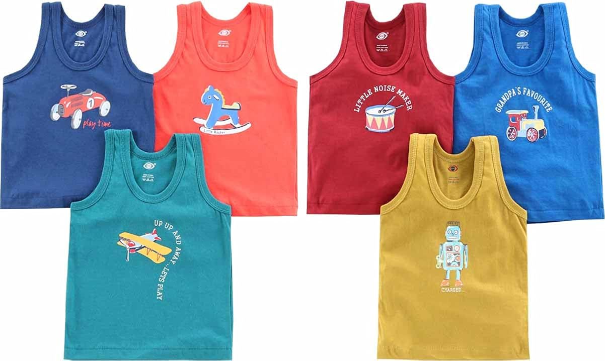 BENAVJI Presents Born Baby Pure Cotton Printed Innerwear baniyan Kids
