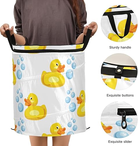 Miniatura 3 de Cesto de goma amarillo plegable con tapa para ropa sucia, cesta de ropa sucia, organizador de decoración del hogar para el hogar, lavandería, viajes