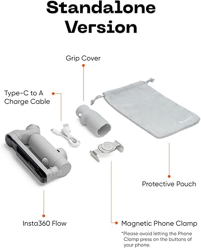 Miniatura 10 de Insta360 Estabilizador de cardán de flujo para teléfono inteligente, kit de creador, cardán alimentado por IA, estabilizador de teléfono de