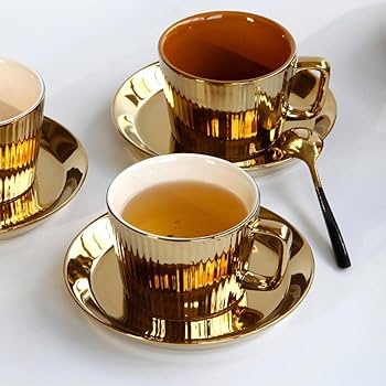 純銅コーヒーカップ＆ソーサーセット Amazon｜金メッキ茶/コーヒーカップ＆ソーサーセット｜カップ