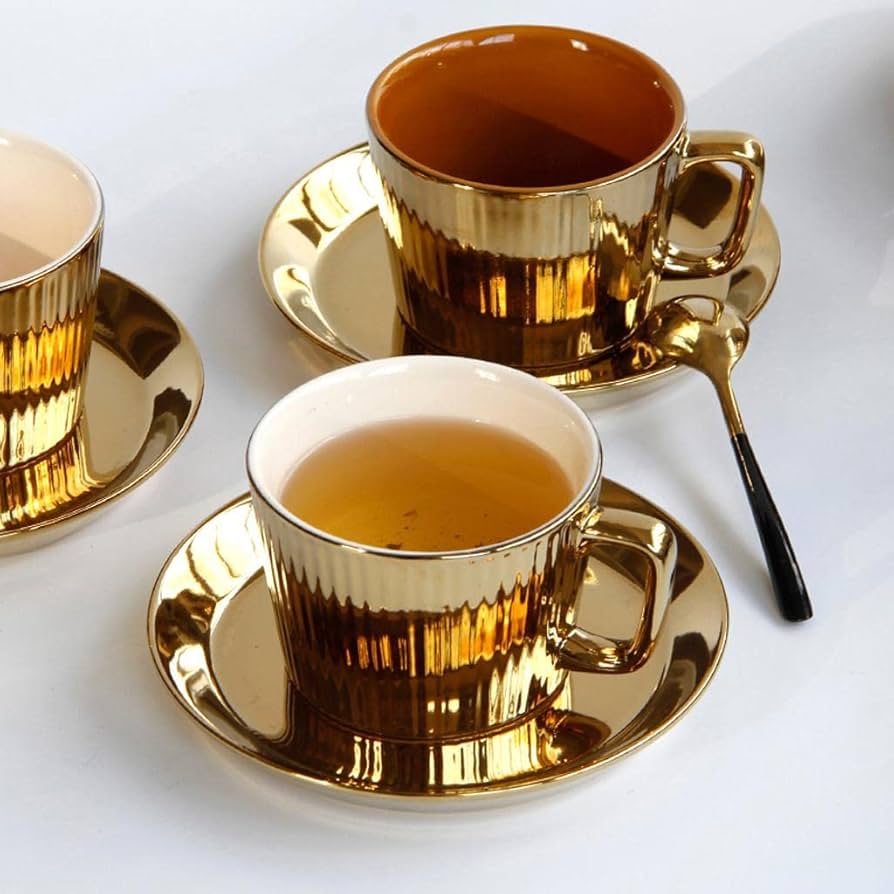 純銅コーヒーカップ＆ソーサーセット Amazon｜金メッキ茶/コーヒーカップ＆ソーサーセット｜カップ