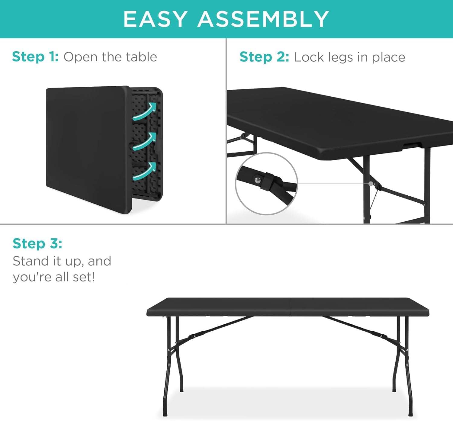 Trade Kite 1.8m Heavy-Duty Folding Camp Table – Portable Plastic