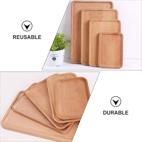 Miniatura 4 de Cabilock Bandejas de madera para alimentos de madera, platos de madera, plato de exhibición de servidor de alimentos, plato de pan, plato de servir