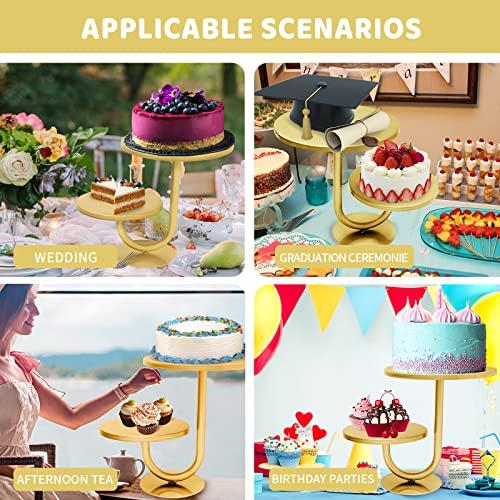 Pnbo 2-Tier Cake Stands - 8/10 Inch Gold Cake Stand Set - Cake Display Stands For Dessert Table - Cake Plate For Weddings,Graduation Ceremonies, Birthday Parties, Anniversaries,Family Gatherings #TOP6