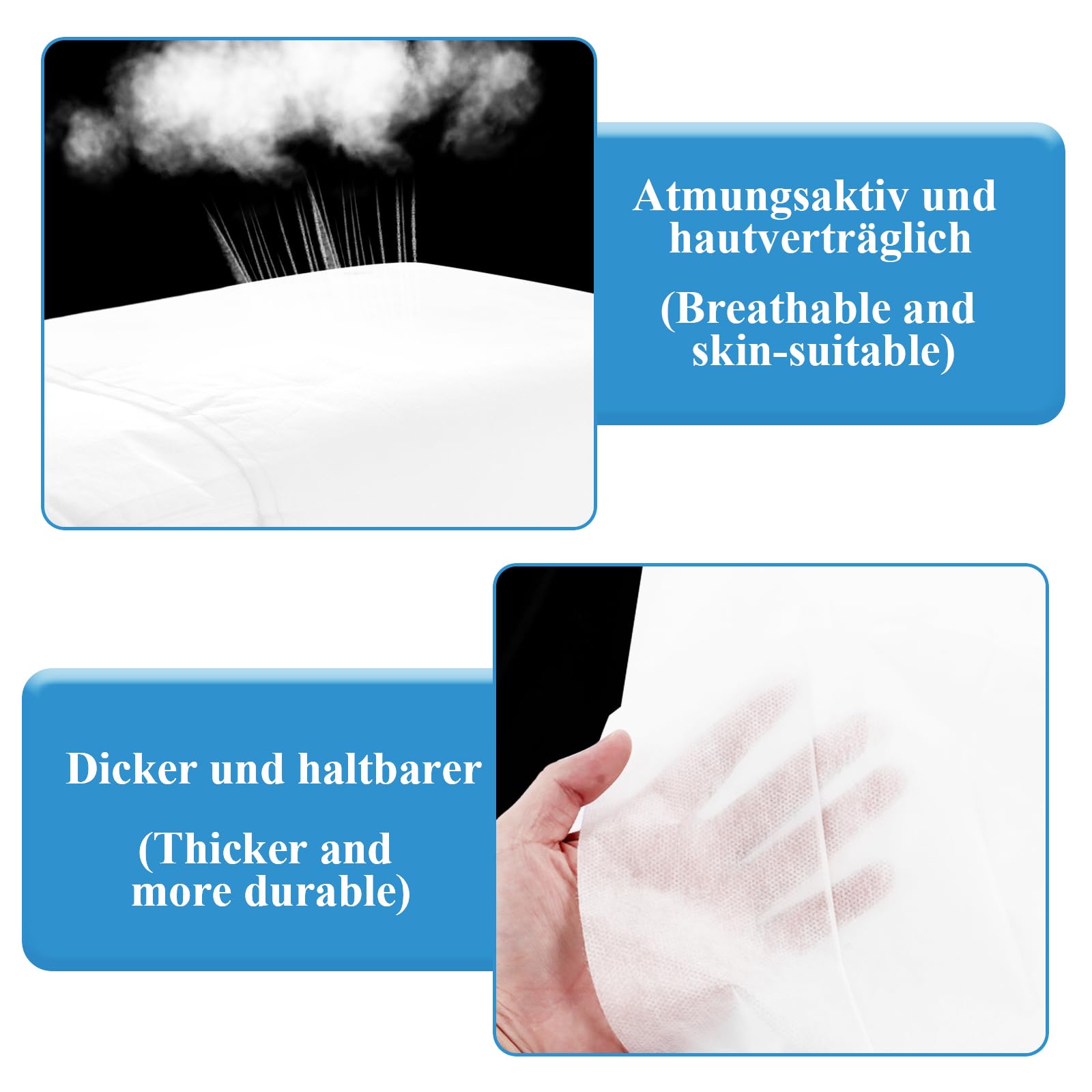 100 Stück Einweg Bettlaken, 100x200cm Einweg Massagetisch Bettlaken, Vliesstoff Spannbettlaken Massageliege, Einwegbettlaken für Schönheitssalon, Spa, Krankenhausbetten, Massage, Hotels(Weiß)