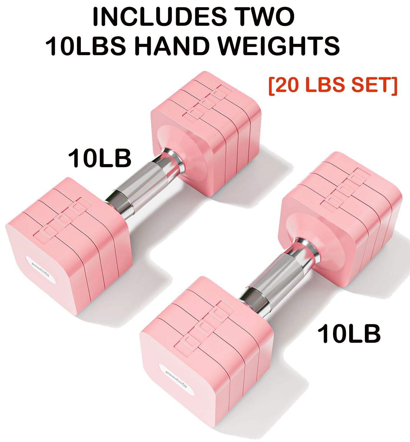 20LBS Adjustable Dumbbell Set for Women Men, 4 in 1 Free Weights Dumbbells Set Hand Weights Set Adjust Dumbbell Weight Set for Home Gym Exercise Workout Strength Training Equipments, Pink