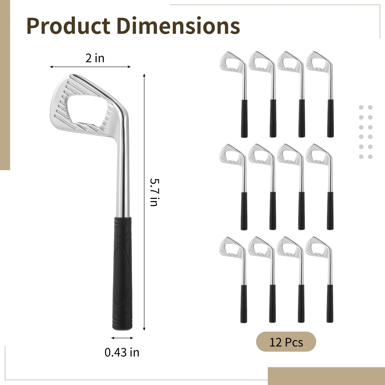 12 Stk Golf Flaschenöffner Set, Flaschenöffner aus Zinklegierung im Golfclub Design, tragbares Werkzeug zum Öffnen von Bierflaschen, Geschenk für Golf Liebhaber und Trauzeugen, Silber
