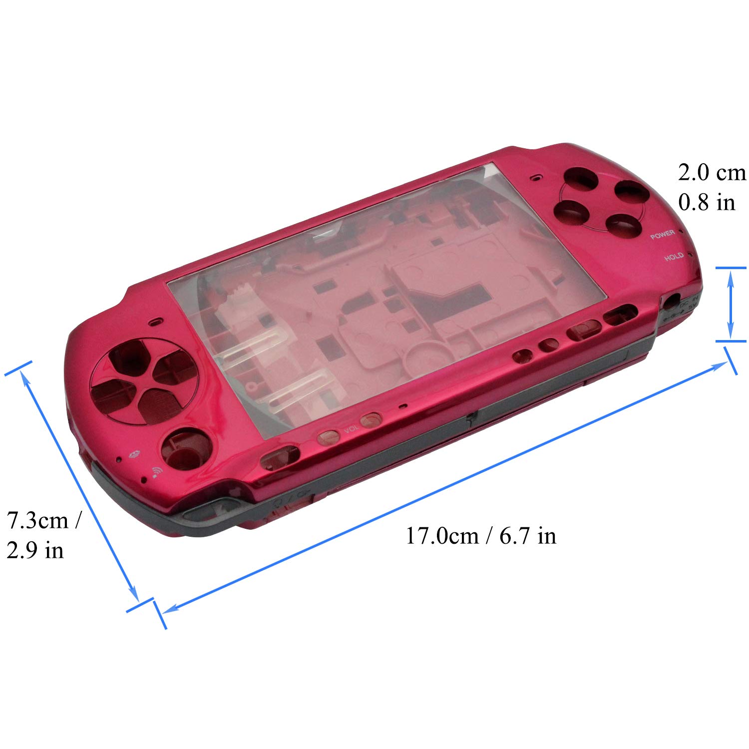 OSTENT Sostituzione della Guscio di Alloggiamento Full Place Repair Repatibile Compatibile per la Console Sony PSP 3000 - Colore Rosso
