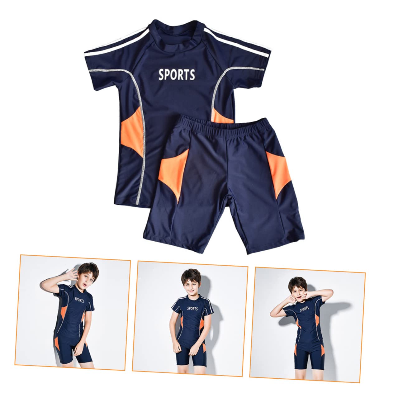 iplusmile Maillot de Bain Deux Pièces Garçon Protection Solaire avec Chapeau pour Plage et Activités Aquatiques
