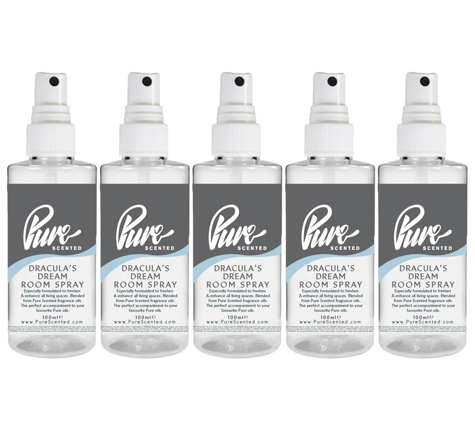 Pure Scented 500ml Room & Fabric Sprays 5 x 100ml Suitable For Home, Car, Caravan, Work, Gym Bags, Odour Eliminators (5 x 100ml, Dracula's Dream)