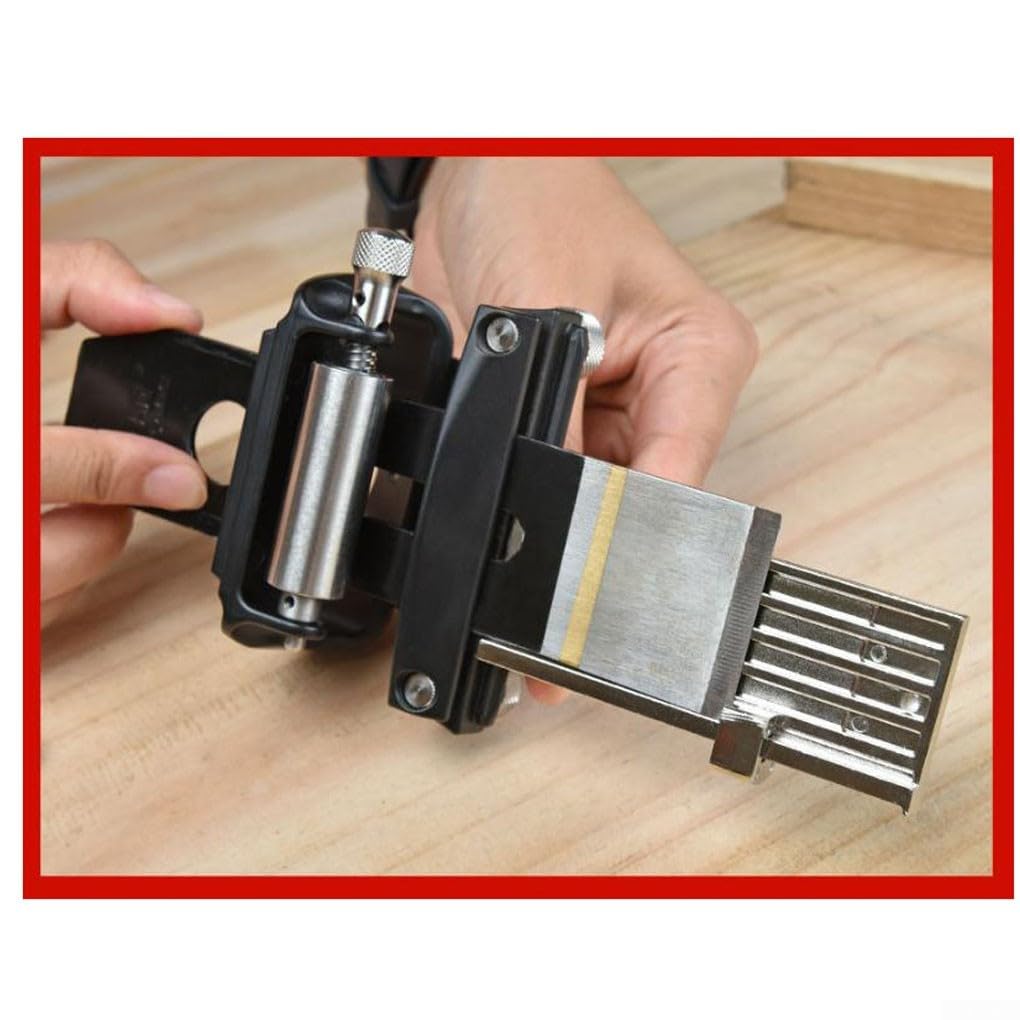 Guide d'affûtage pour le travail du bois avec angle réglable pour ciseaux et rabots avec construction robuste en alliage d'aluminium et support d'affûtage stable