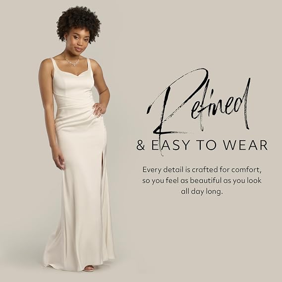 David's Bridal Satin Wedding Dress David's Bridal Matte Satin Draped Sheath Tank Wedding Dress – Elegant Formal Evening Gown