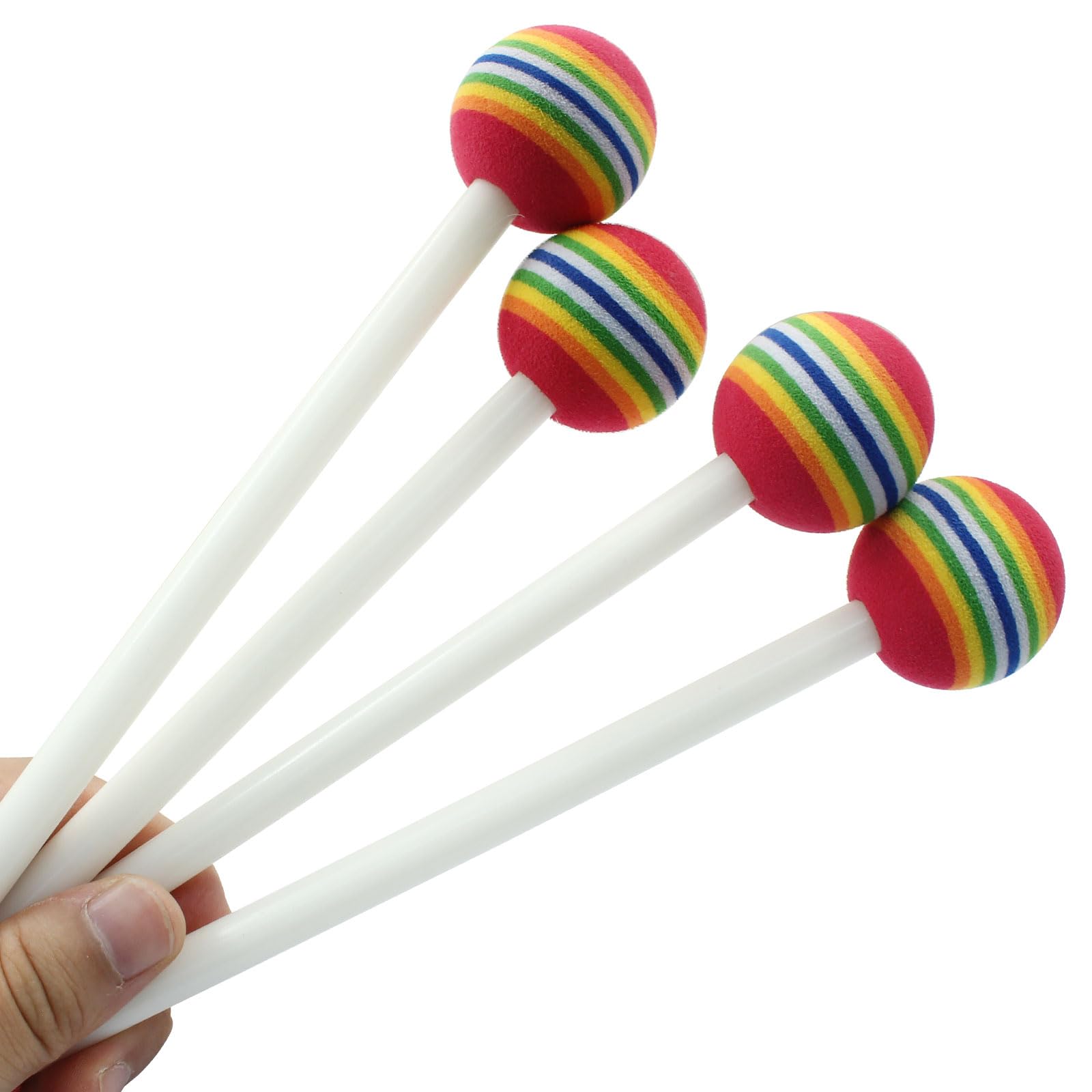 Lollipop filcowe pałeczki perkusyjne, 6 sztuk, 21,1 cm, pałeczki perkusyjne, miękka główka z pianki, tęczowe plastikowe pałeczki perkusyjne dla dorosłych