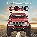 YIKESHU RC Rock Crawler WPL C24 RC Truck 4x4 1/16 RC Crawler Off Road All Terrain Car Proportional Throttle Steering Hobby RC Toy Climb Semi Truck LED Light RTR Trailer (Red)
