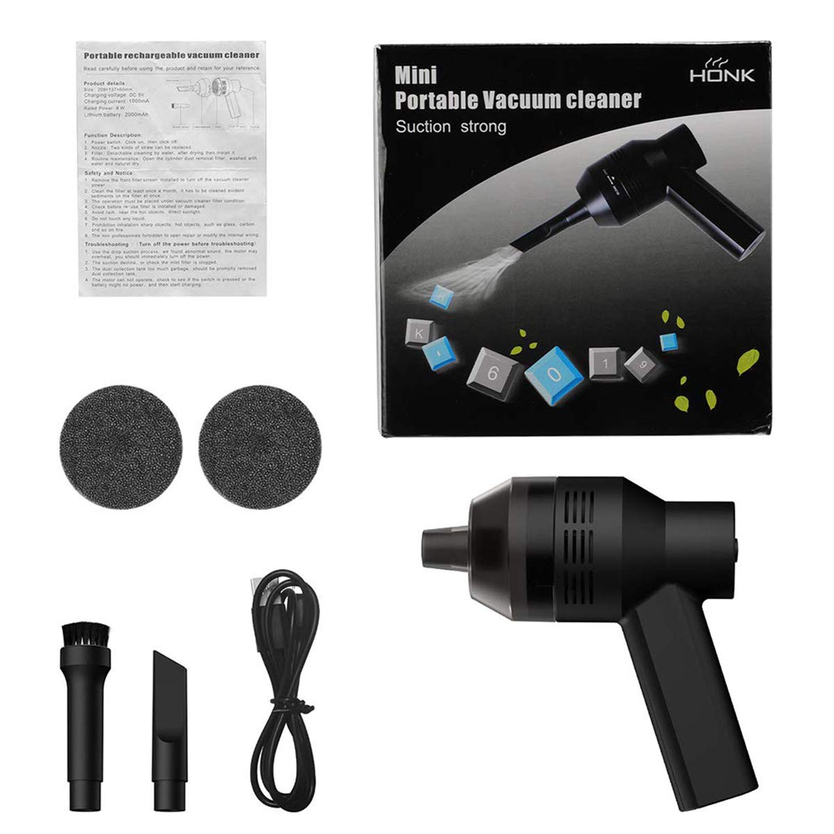 Aspirador Teclado Powcan Mini Aspirador Inalámbrico de Mano Recargable con Li-batería Aspirador Portátil de Alta Aspiración para Teclado Portátil PC de Escritorio TV Satélite DVD