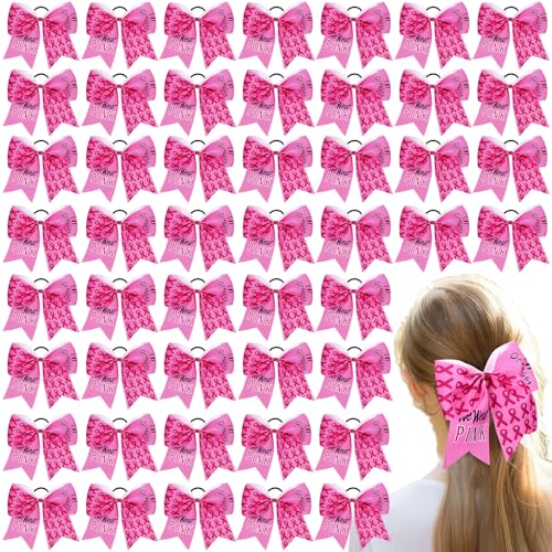 Suncalla 48 Pcs 7 American Flag Cheer Hair Bows Patriotic Red White Blue Hair Bow 4th of July Scrunchie with Elastic Ponytail Holder 250th Anniversary Accessory for Women (Cute Pink)