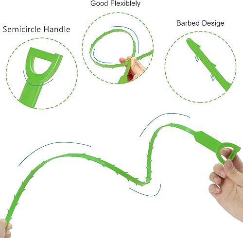 Miniatura 5 de Forliver Herramienta de limpieza para eliminar obstrucciones, tubo de drenaje de ducha de serpiente con 25 pulgadas, 3 paquetes de serpiente de