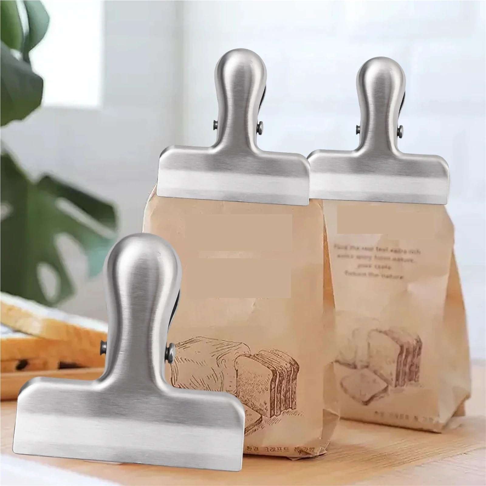 30 clips for alimentos de acero inoxidable Para Almacenamiento | For meriendas, patatas fritas, bolsa de almacenamiento de pan, Clip, utensilios de cocina for el hogar