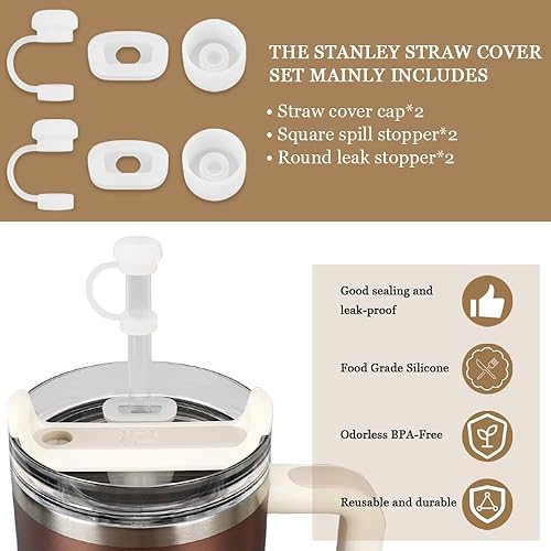 Miniatura 5 de Stanley Cup 2.0 - Juego de 6 tapones para popote Stanley Cup 2.0 de 40 onzas30 onzas, accesorios de copa Stanley que incluyen tapa de pajilla, tapón