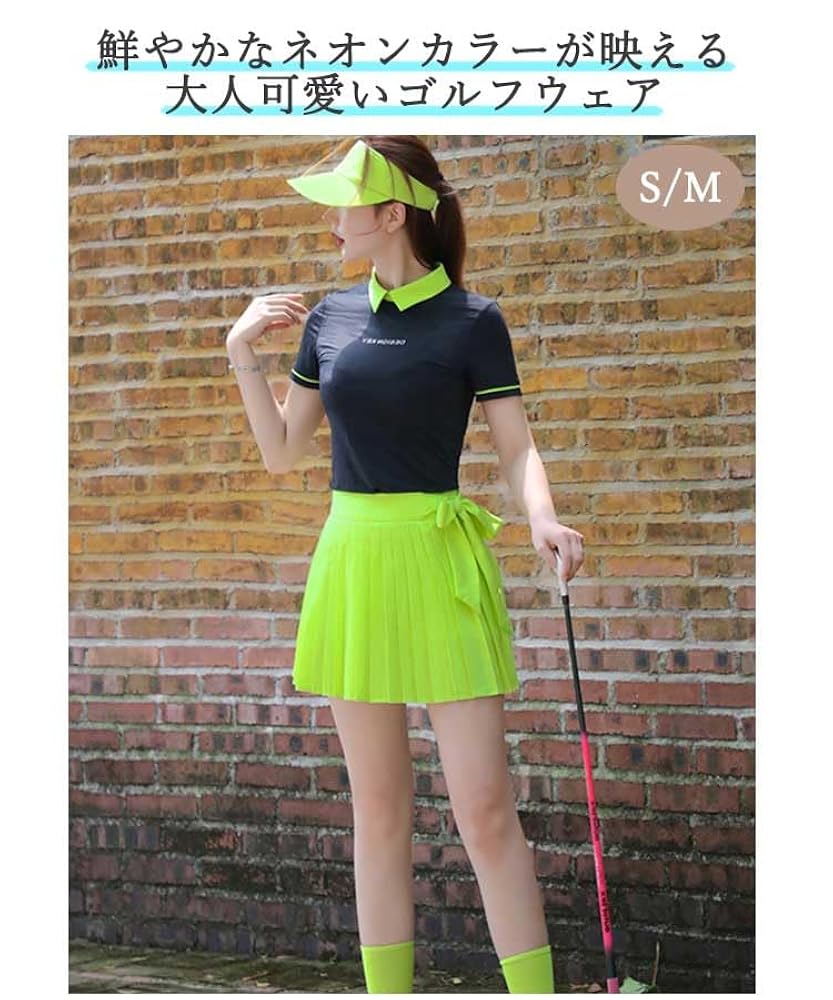 Amazon.co.jp: ゴルフウェア レディース 上下セット 半袖 襟付き