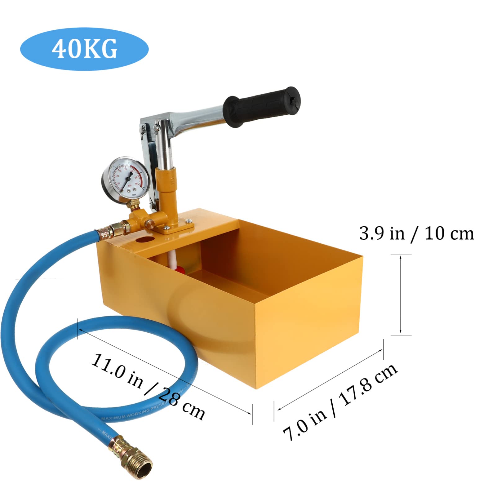 ULTECHNOVO Pompa di Prova della Pressione dell'Acqua 40 Kg Alluminio, Tester Manuale per Irrigatori Antincendio, Sistemi di Irrigazione, Recipienti a Pressione