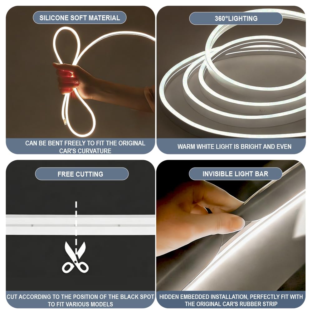 Barra LED Bianca per Bagagliaio Posteriore con Connettore Personalizzato, Compatibile con MG HS MG4 MG5 MG7