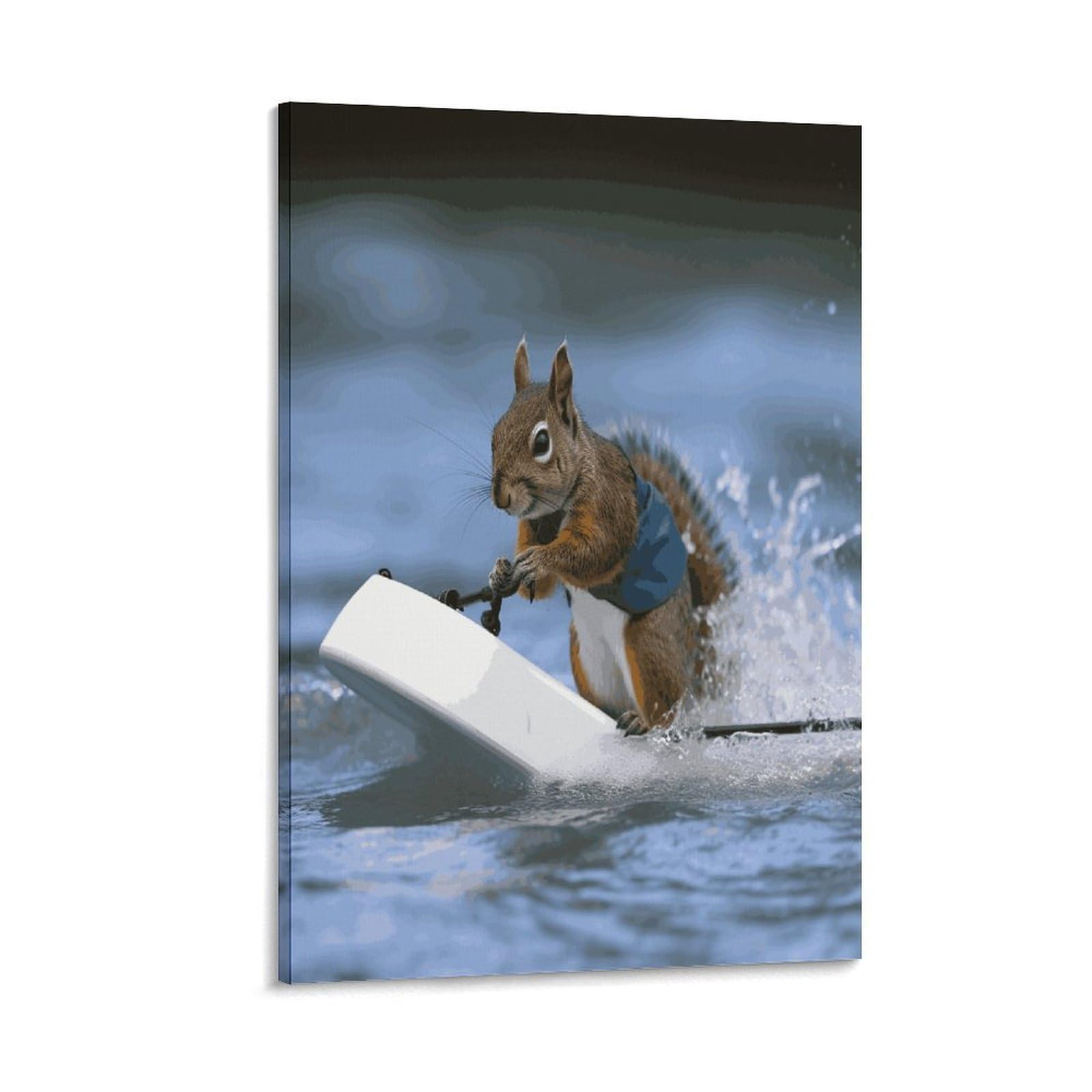 LDGSUPH Water Skiing Squirrel Canvas Wall Art Prints Hangable Decor Painting for Wall Prints Painting Artwork Modern Decorative Artwork Ready to Hang Wall Pictures for Home Decor 20x30inch(50x75cm)