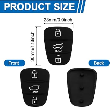 3 Key Fob Rubber Pads Compatible with Hyundai and Kia 3-Button Remotes