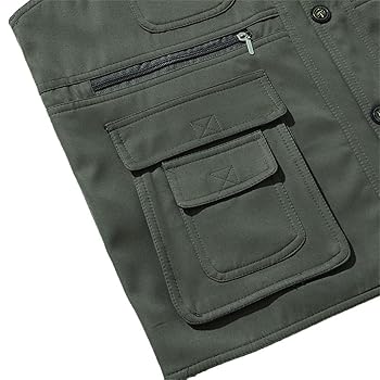 Men's Summer Multi-Pockets Reporter Vests V-Neck Button Work