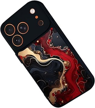 Apple iPhone 17 Pro Max ile Uyumlu Siyah Kılıf, Mermer Tasarım, Yumuşak Silikon, Koruyucu, Şok Emici