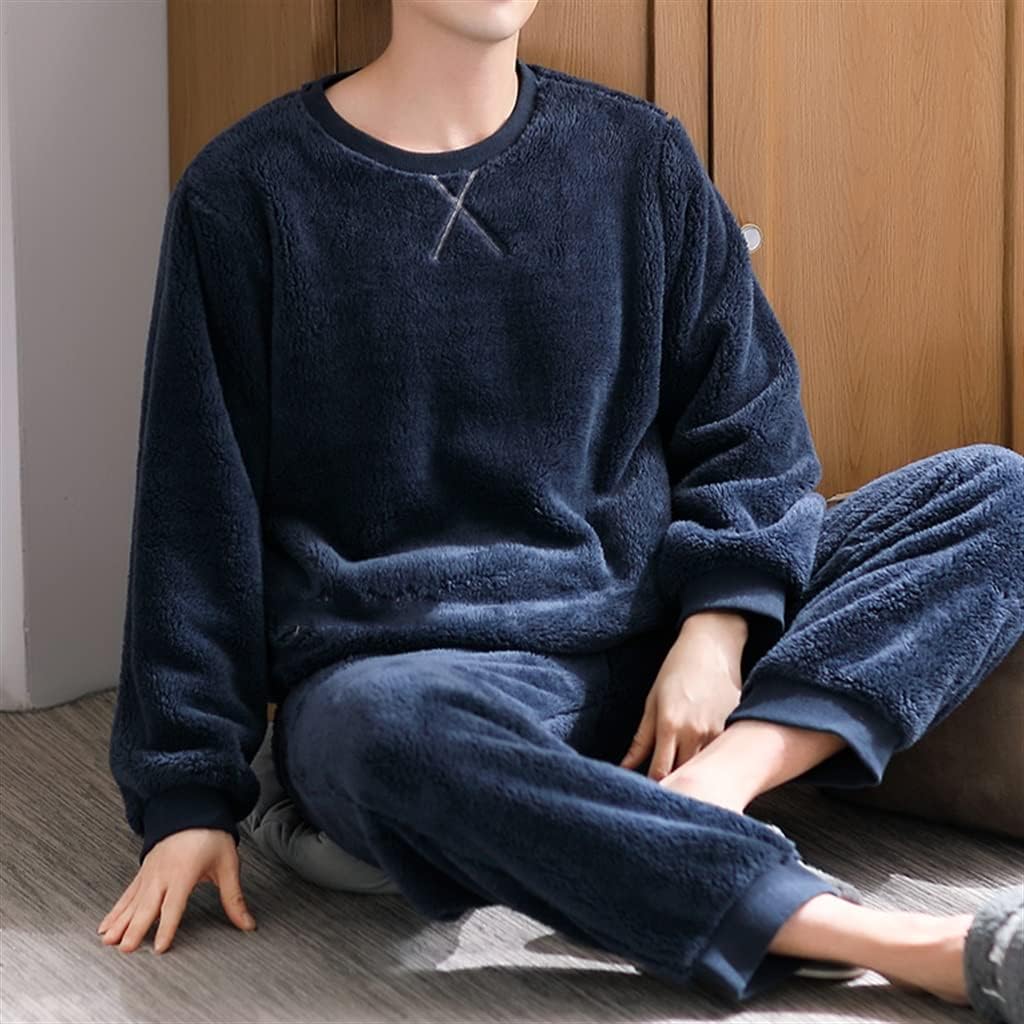 Thickened and Fleece Men's Autumn and Winter Flannel Large Size Pullover Home Wear