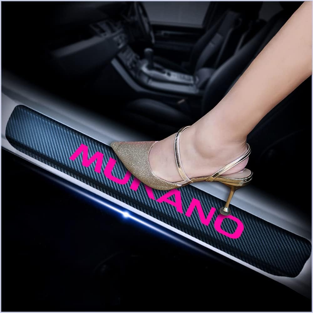 4Pcs Car Door Sill Protector for Nissan Murano, Carbon Fiber Anti-Scratch Guard for Nissan Murano Accessories - Self-Adhesive Car Door & Sill Protector -White