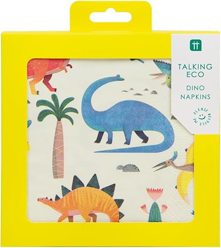 Miniatura 4 de Talking Tables Servilletas de papel de dinosaurio para fiestas de cumpleaños de niñas o niños, 13 x 13 pulgadas, colores mezclados, paquete de 20