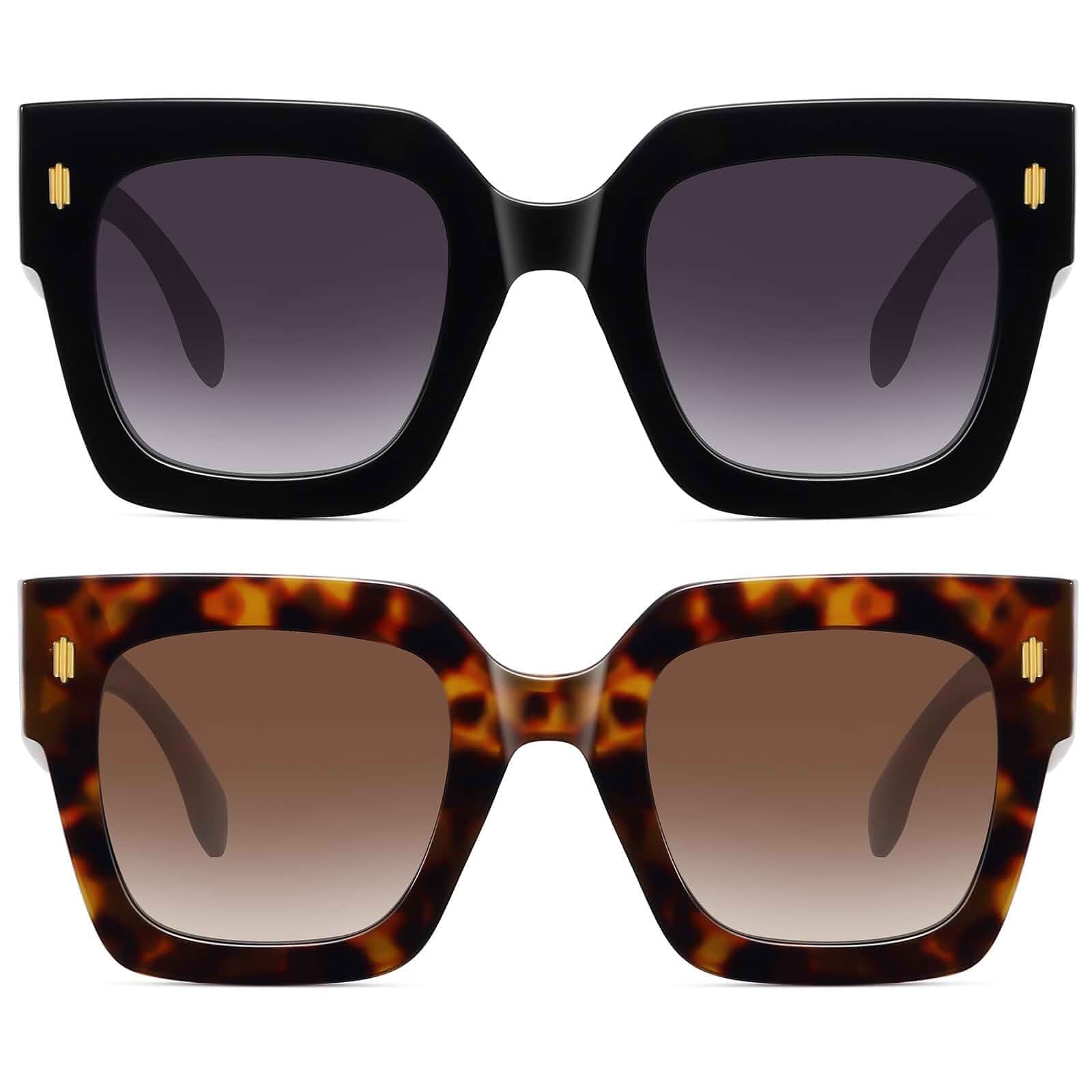 STORYCOAST Retro Square Sunglasses for Women Men Trendy Oversized Sunnies Big ShadesAdult