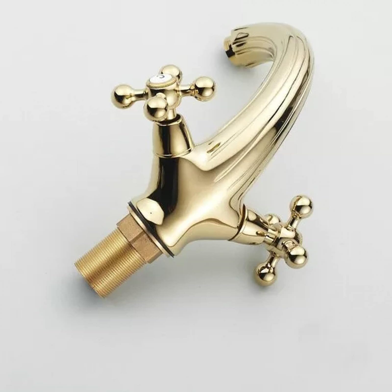 Grifo de baño dorado con doble manija cruzada para fregadero, grifo mezclador de un solo agujero, grifo de lavabo pulido