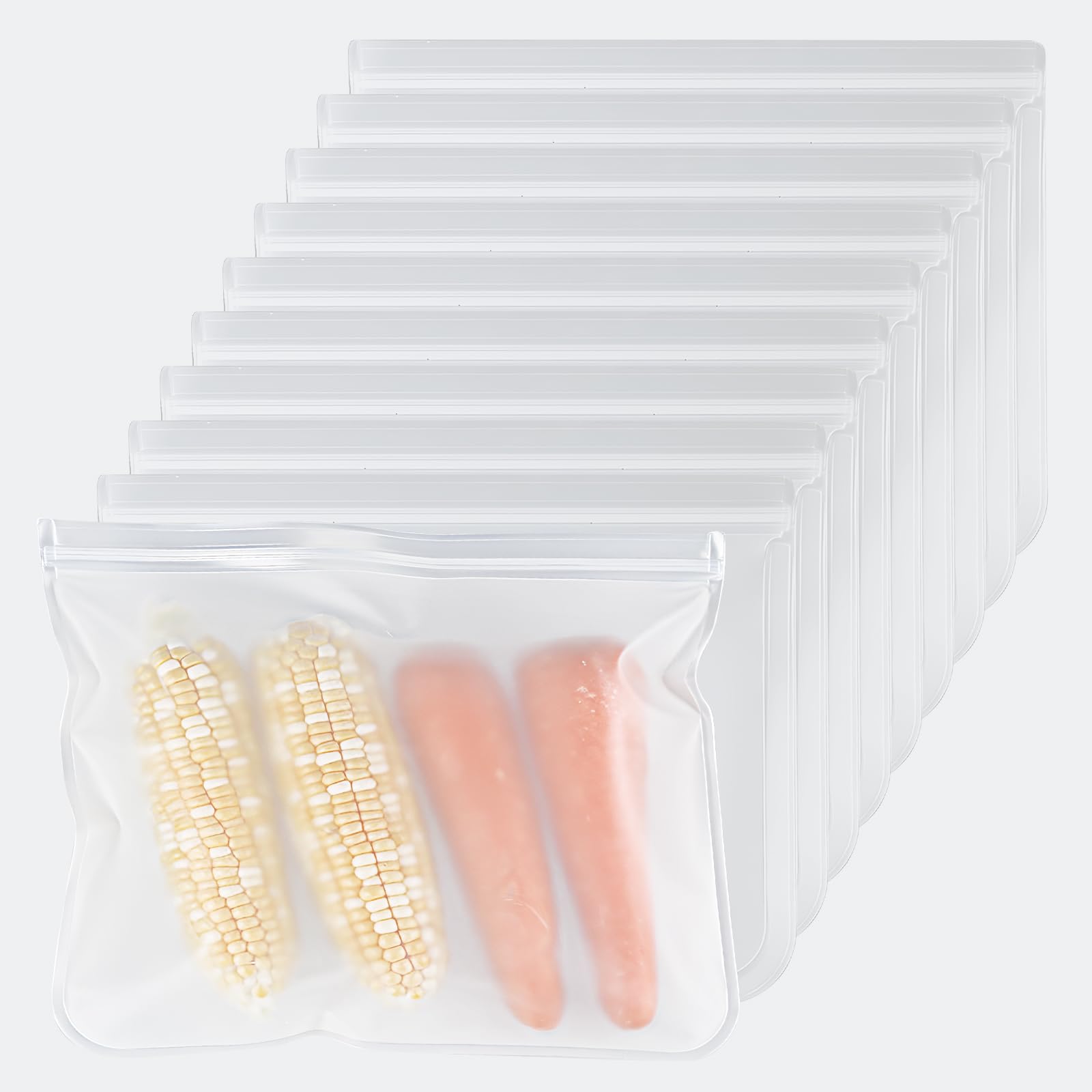 Bolsas de silicona reutilizables 10 uds de 27x28 cm lavables para congelar y organizar alimentos