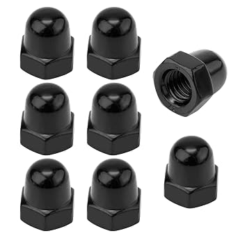 8pcs License Plate Retainer Nuts for Volvo V60/ V90/ S40/ S90/ S60/ XC90, Tall Dome License Plate Screw Caps Stainless Steel, Screws onto Existing Studs Black